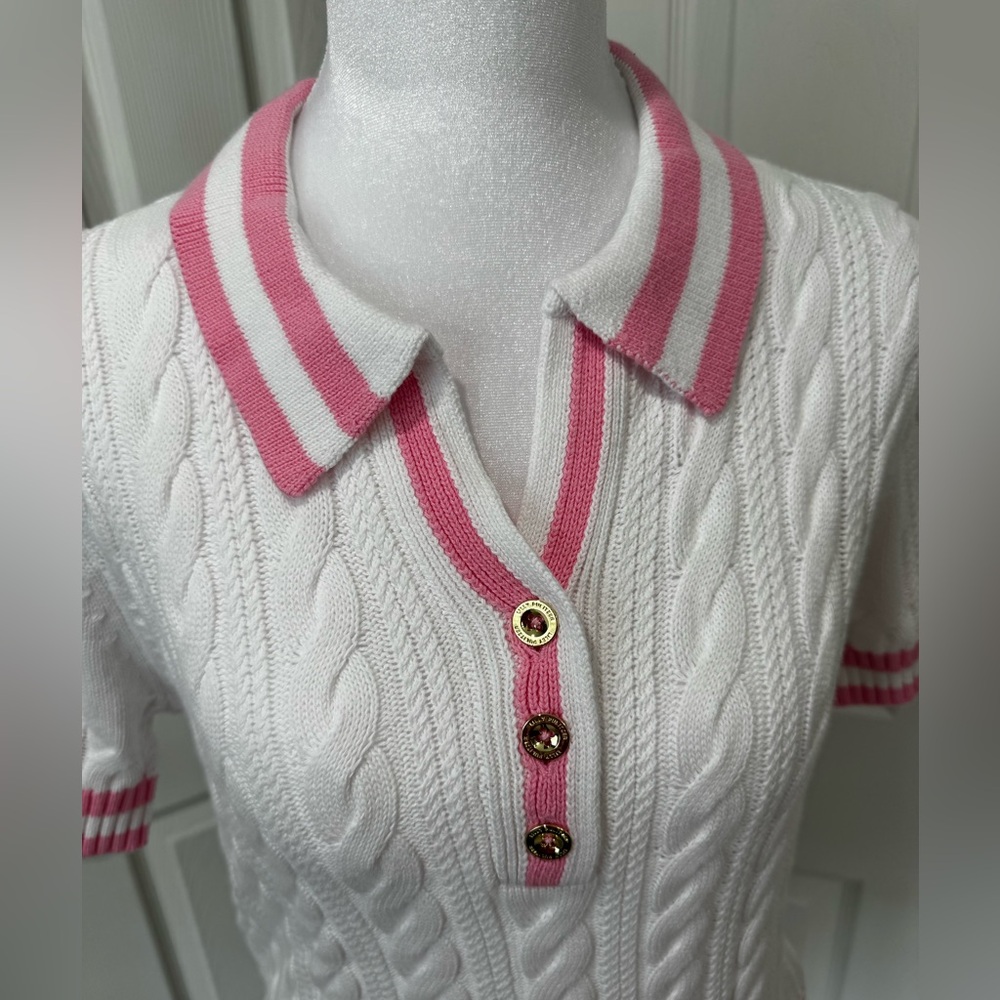 💓🆕Lilly Pulitzer Suzette Short Sleeve Cable Knit Polo Style Sweater, Small💓 - Picture 5 of 12
